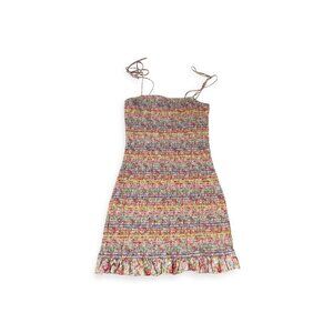 Storia Smocked Floral Sundress SZ L Rainbow Dress